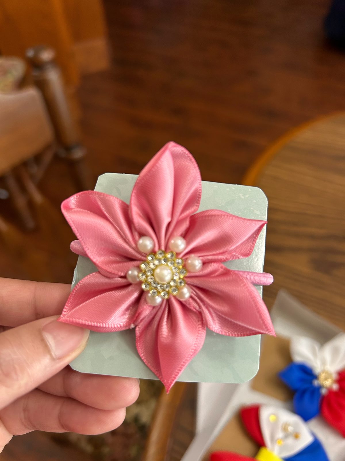 Pink flower clip