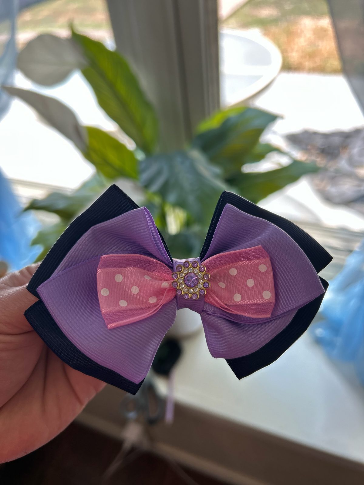 Purple layered bow