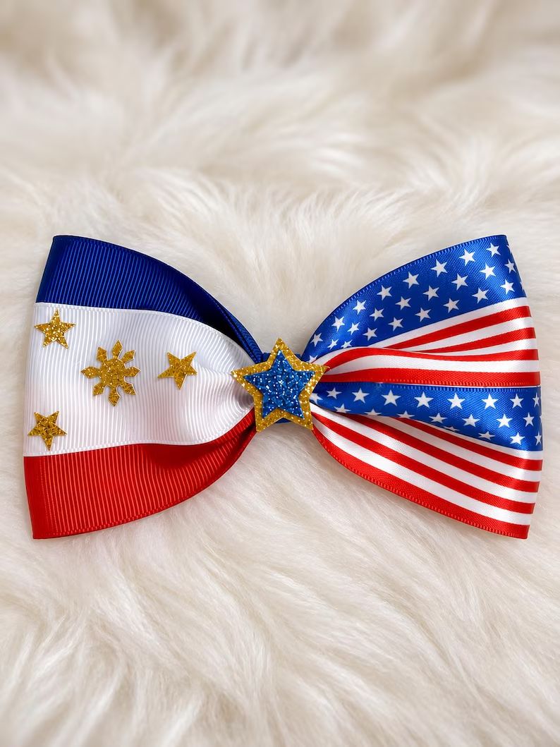 Handmade Filipino-flag hair bow