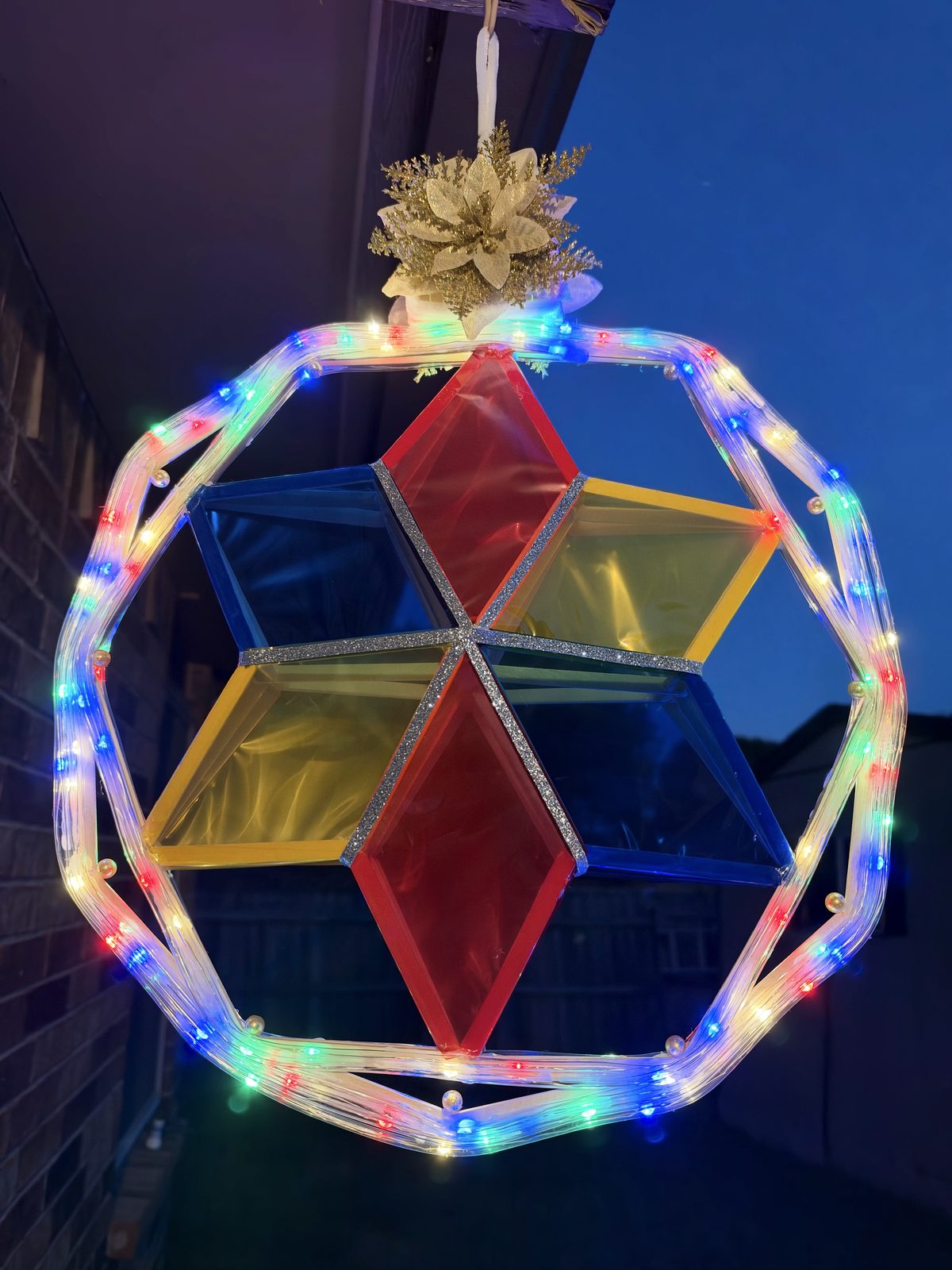 Rainbow-lit octagon parol